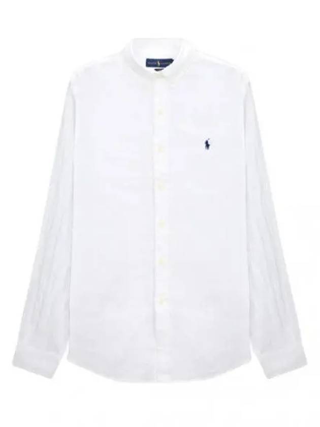 Pony logo embroidered linen shirt long sleeve - POLO RALPH LAUREN - BALAAN 1