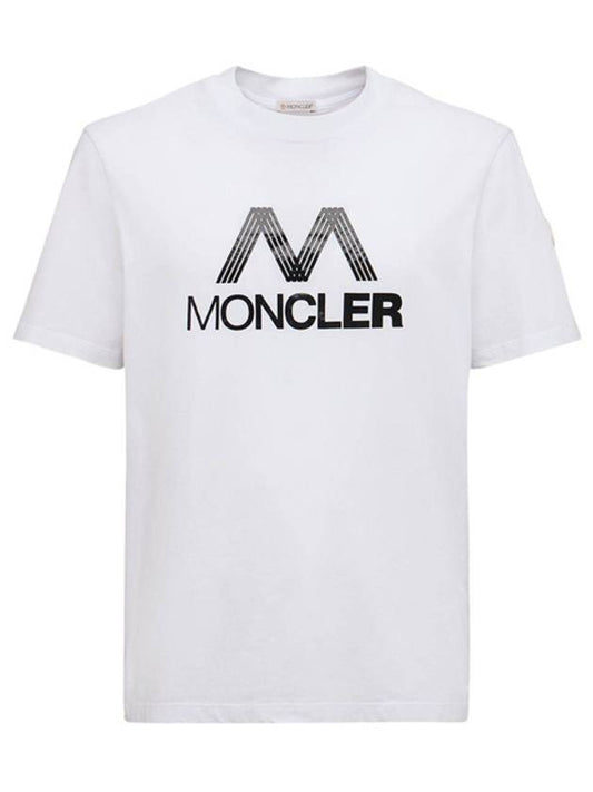 Men's Logo Print Short Sleeve T-Shirt White - MONCLER - BALAAN.