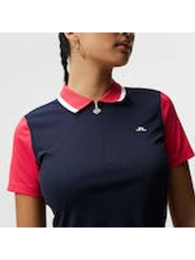 Women's Antonia Short Sleeve Polo Shirt Navy - J.LINDEBERG - BALAAN 4