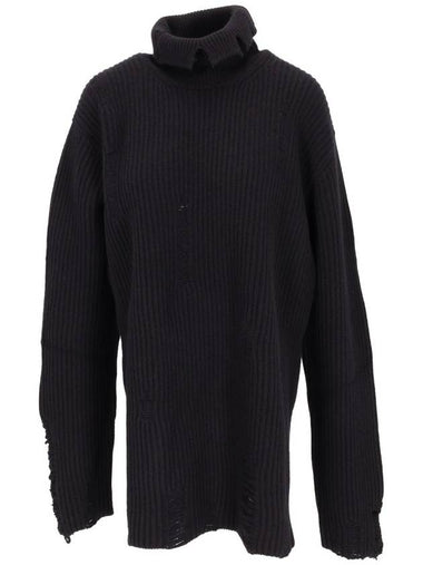 TONE HIGH NECK OVERSIZE JUMPER WITH THORNS EMBROID - ANN DEMEULEMEESTER - BALAAN 1