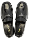 Men's Triangle Logo Leather Loafers Black - PRADA - BALAAN 4