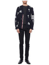 Sky Icon Merino Wool Cardigan Navy - THOM BROWNE - BALAAN 4