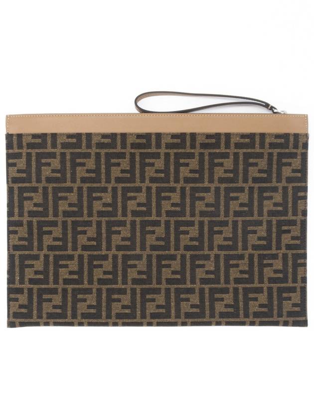 Large Flat FF Clutch Bag Brown - FENDI - BALAAN 3