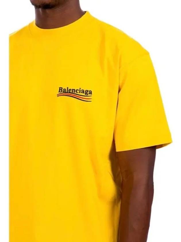 Wave Logo Political Campaign Large Fit Short Sleeve T-Shirt Yellow - BALENCIAGA - BALAAN 6