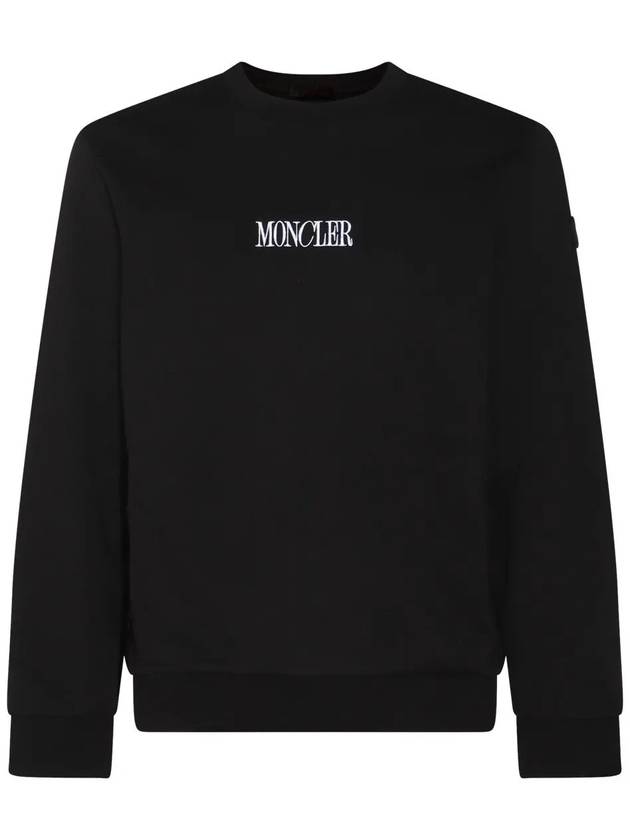 Embroidered Logo Cotton Sweatshirt Black - MONCLER - BALAAN 2