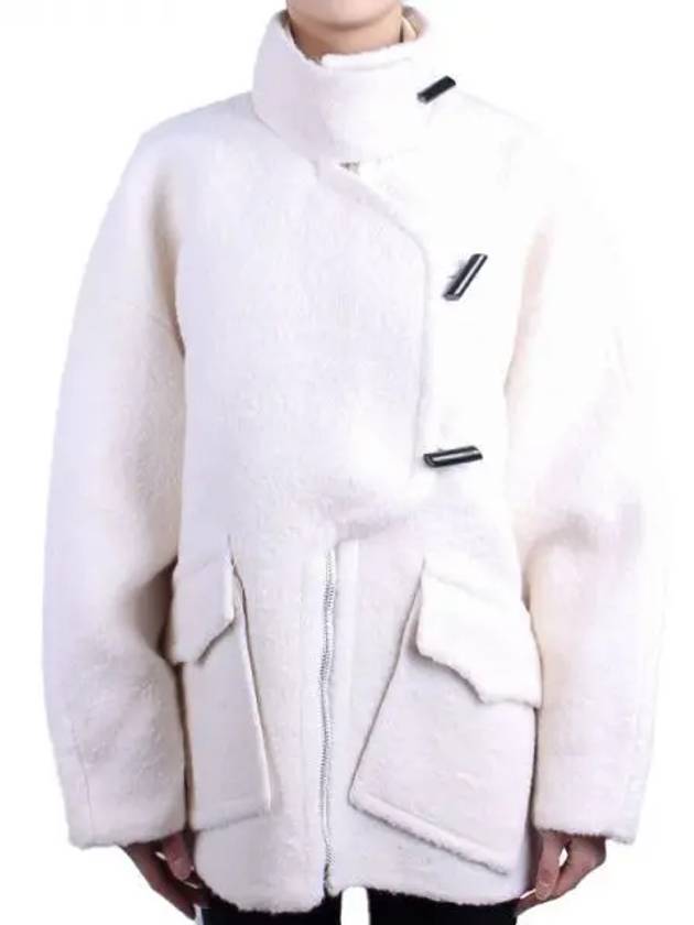 Oversized Boucle Coat White - GANNI - BALAAN 2