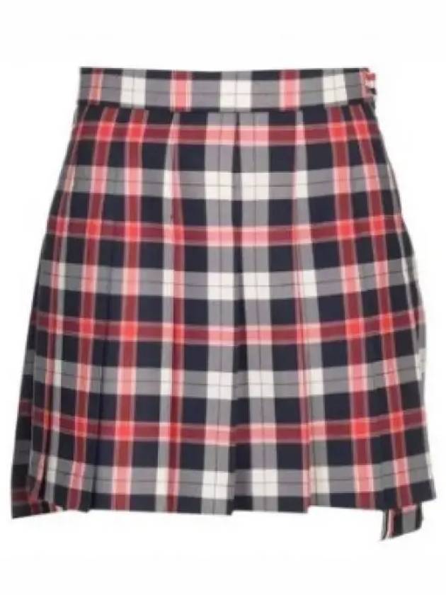 Women's Tartan Twill Mini Pleated Skirt Blue - THOM BROWNE - BALAAN 2