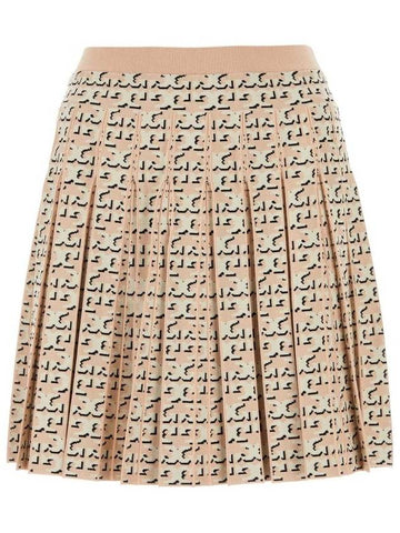 T Monogram High Waist Mini A-Line Skirt Beige - TORY BURCH - BALAAN 1