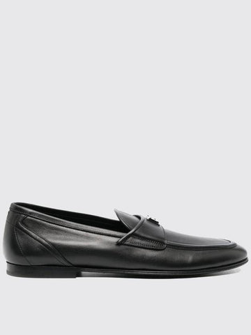 Dolce &amp; Gabbana loafer in leather with logo plaque - DOLCE&GABBANA - BALAAN 1