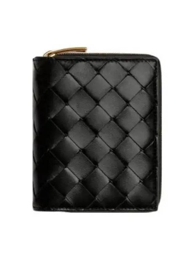 Intrecciato Zipper Bifold Half Wallet Black - BOTTEGA VENETA - BALAAN 2