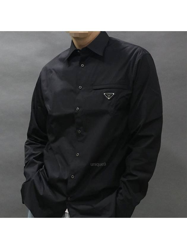 24SS triangle logo poplin black shirt - PRADA - BALAAN 1