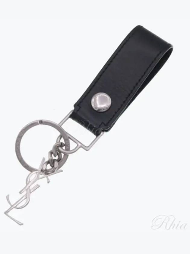 Monogram Leather Key Holder Black Silver - SAINT LAURENT - BALAAN 2