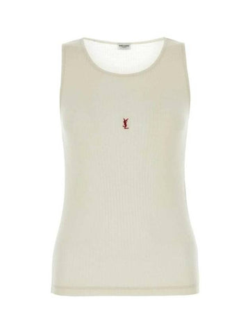 Cassandre Embroidered Logo Wool Sleeveless White - SAINT LAURENT - BALAAN 1