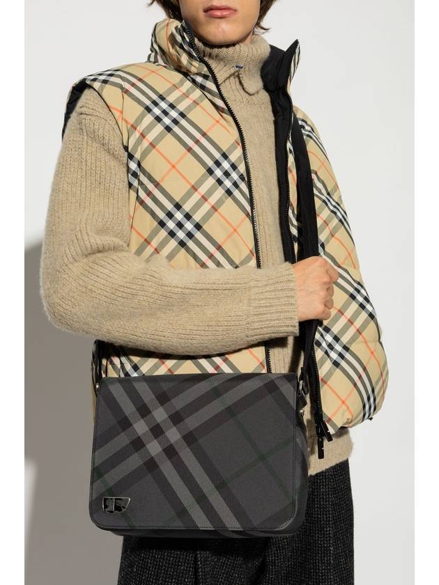 Grid Check Messenger Bag Charcoal - BURBERRY - BALAAN 3