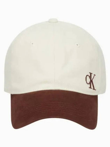 JEANS Men s Ivory Brown Micro Monogram Embroidery Clear Block Ball Cap 40W0958 N8P - CALVIN KLEIN - BALAAN 1