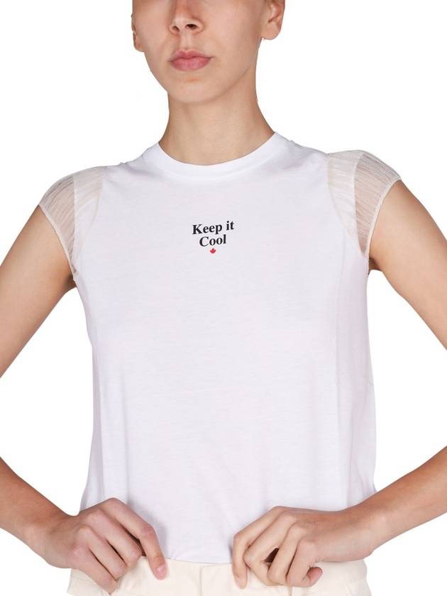 Women's Slogan Print Sleeveless White - DSQUARED2 - BALAAN 5