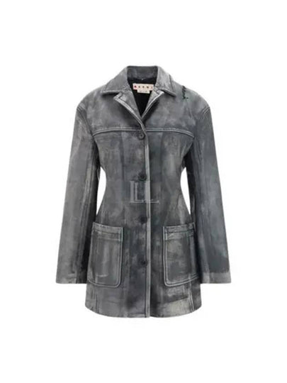 4 Button Leather Jacket Grey - MARNI - BALAAN 2