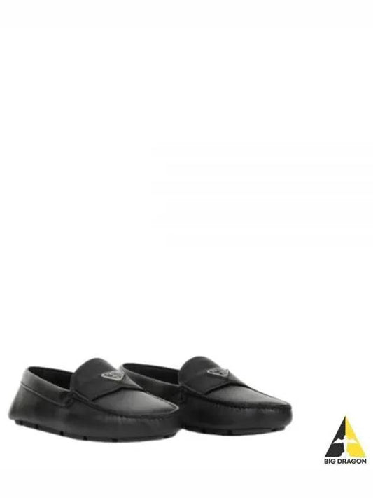 Triangle Logo Leather Driving Shoes Black - PRADA - BALAAN 2