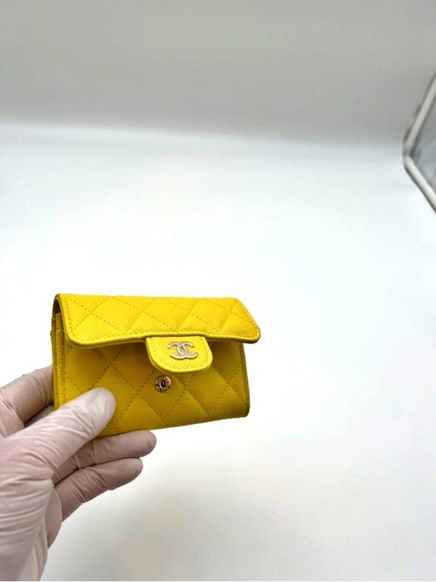 Classic Gold Hardware Grained Calfskin Card Wallet Yellow - CHANEL - BALAAN 7