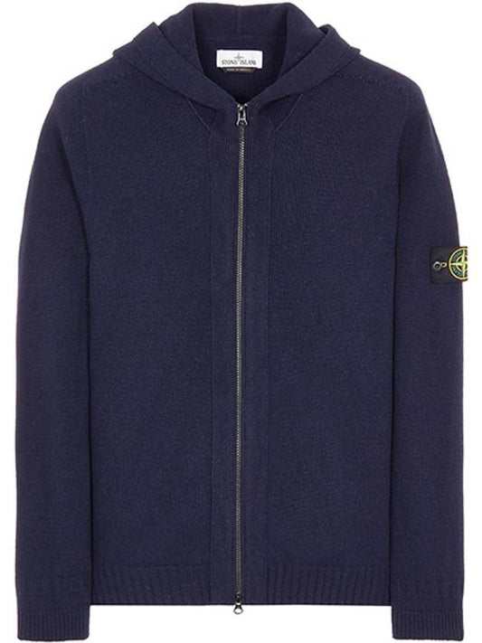 Wappen Patch Lambswool Knit Hooded Zip Up Navy - STONE ISLAND - BALAAN 2