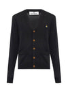 Logo Embroided Button Wool Cardigan Black - VIVIENNE WESTWOOD - BALAAN 2