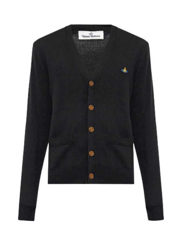 Logo Embroided Button Wool Cardigan Black - VIVIENNE WESTWOOD - BALAAN 2