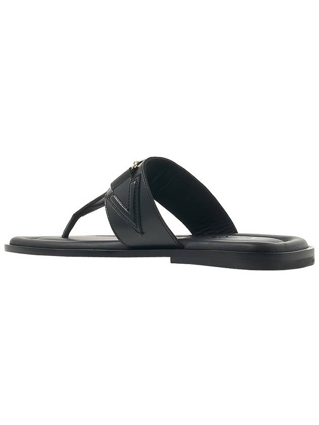 La Medusa Leather Flip Flops Black - VERSACE - BALAAN 4