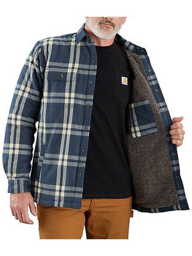 Relaxed fit flannel sherpa lined shirt jacket - CARHARTT - BALAAN 3