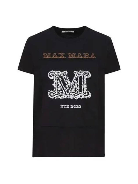Key Cotton Monogram Cotton Short Sleeve T-Shirt Black - MAX MARA - BALAAN 2