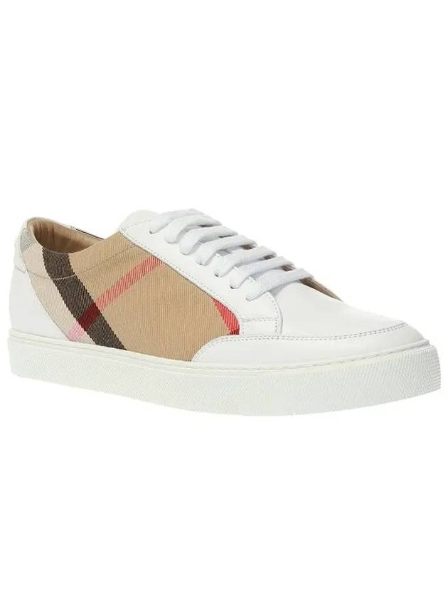 House Check Leather Sneakers Optic White - BURBERRY - BALAAN 5