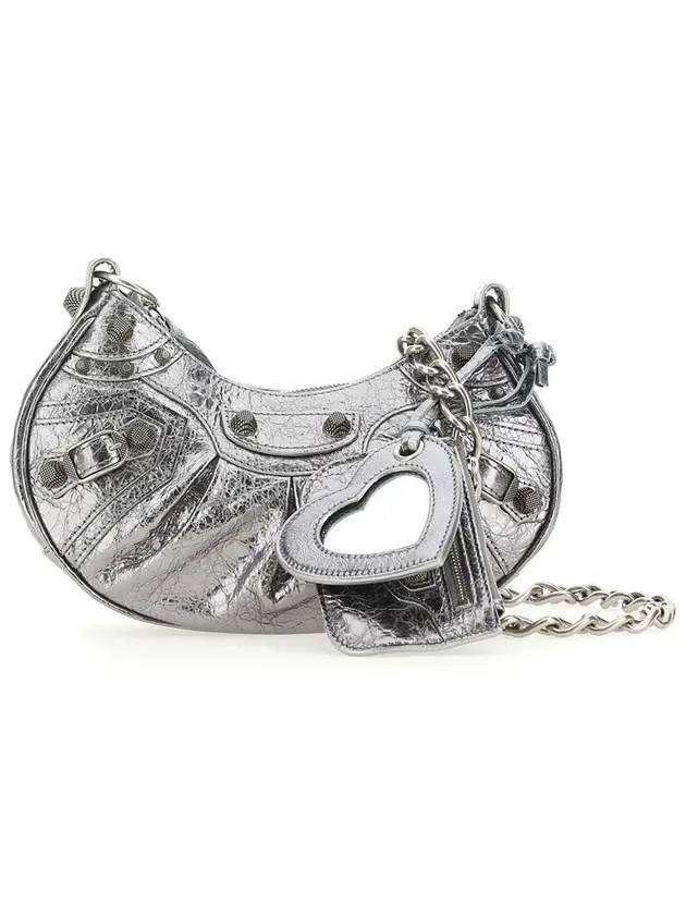 Women's Le Cagole XS Chain Metal Shoulder Bag Silver - BALENCIAGA - BALAAN 2