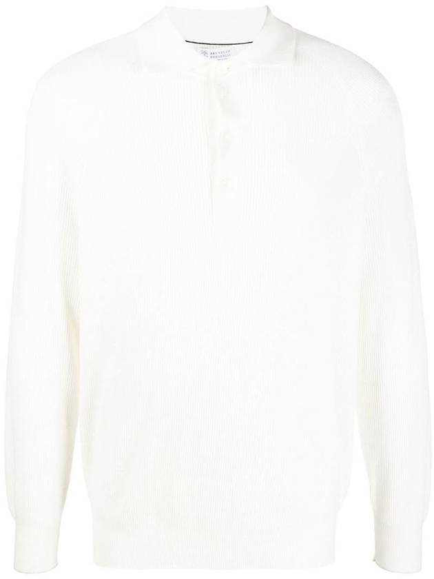 Cotton Polo Knit Top Cream - BRUNELLO CUCINELLI - BALAAN 2