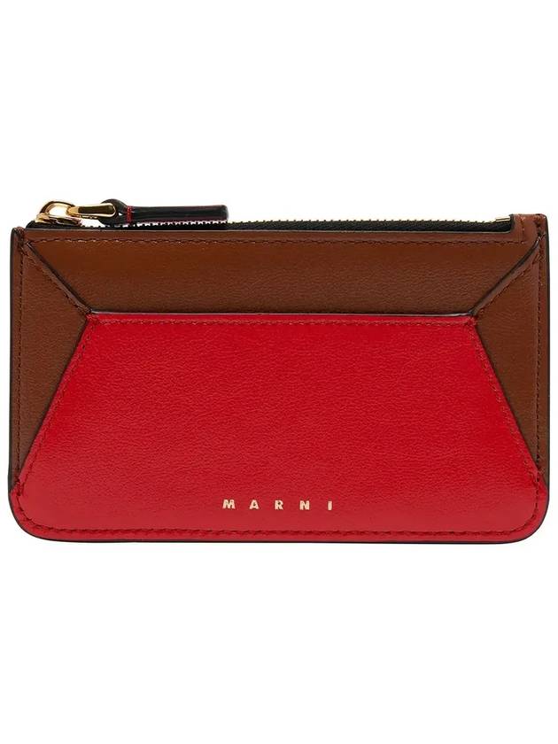 Color Block Zipper Card Wallet Red - MARNI - BALAAN 6