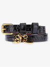 Gold Skull Buckle Bracelet Black - ALEXANDER MCQUEEN - BALAAN 3