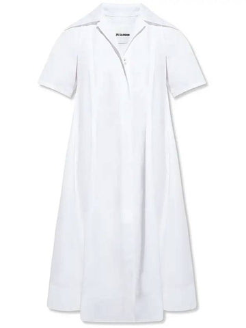 Women's Flare Cotton Midi Dress White - JIL SANDER - BALAAN 1