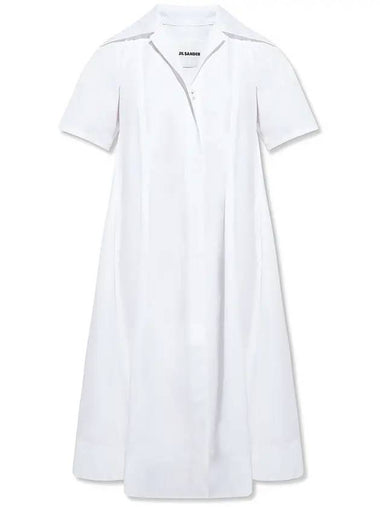 Women's Flare Cotton Midi Dress White - JIL SANDER - BALAAN 1