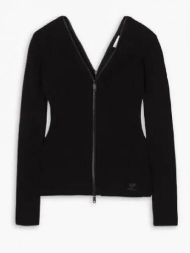 Extra Zip-Up Rib Knit Cardigan Black - COURREGES - BALAAN 2