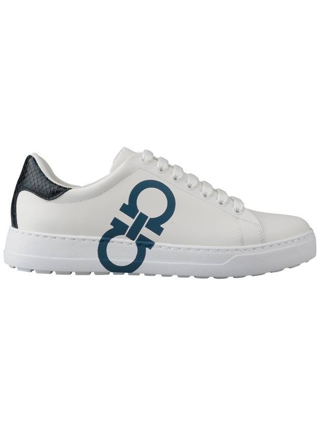 Number Gancini Low Top Sneakers White Mediterranean Blue - SALVATORE FERRAGAMO - BALAAN 1