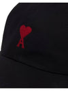 Embroidered Heart Logo Ball Cap Black - AMI - BALAAN 5