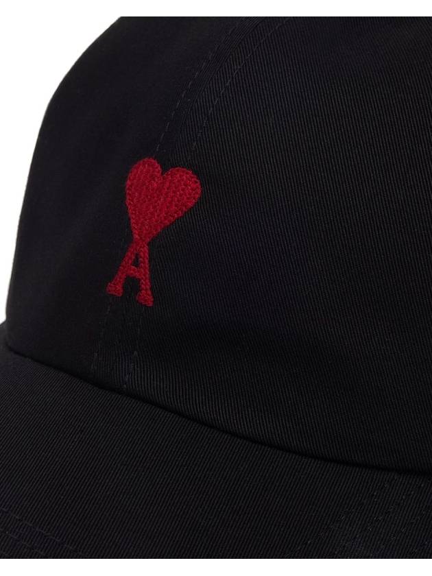 Embroidered Heart Logo Ball Cap Black - AMI - BALAAN 5