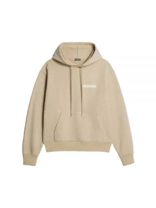 Chest Logo Print Classic Fit Cotton Hoodie Light Khaki - JACQUEMUS - BALAAN 2