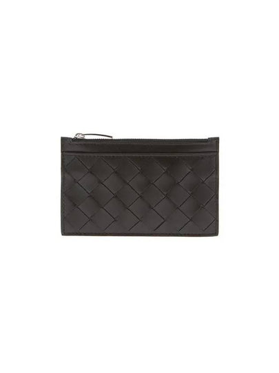 Intrecciato Zipper Single Card Wallet Black - BOTTEGA VENETA - BALAAN 2