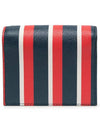 Striped Pattern Strap Coin Card Wallet Red Navy - THOM BROWNE - BALAAN.