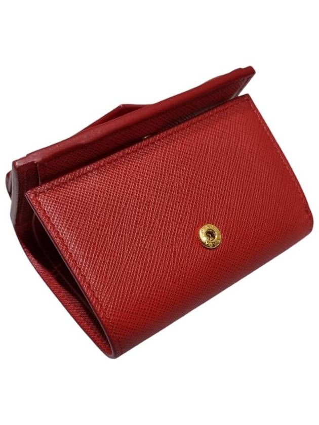 Women s 1MH021 Red Saffiano Gold Triangular Logo Mini Bicycle Wallet - PRADA - BALAAN 6