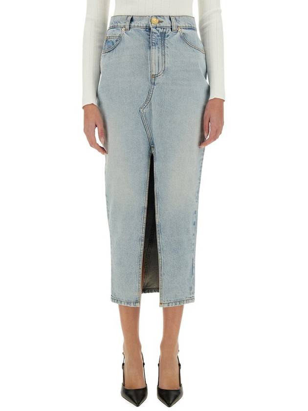 Balmain Denim Midi Skirt - BALMAIN - BALAAN 1