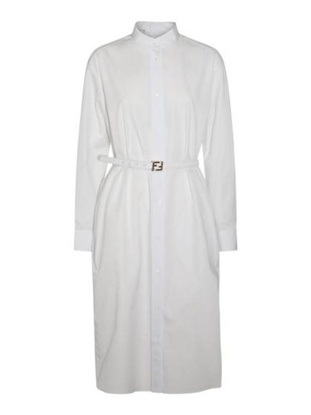 Cotton Poplin Midi Dress White - FENDI - BALAAN 2