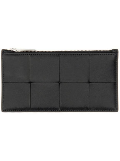 Intrecciato Zipper Leather Card Wallet Black - BOTTEGA VENETA - BALAAN 2