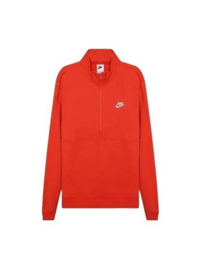 Sportswear Club Brushed Half Zip Up Sweatshirt Red - NIKE - BALAAN 2