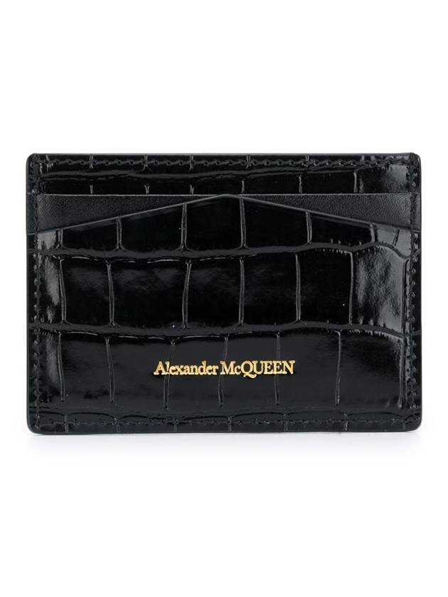 Skull Crocodile Leather Card Wallet Black - ALEXANDER MCQUEEN - BALAAN 3