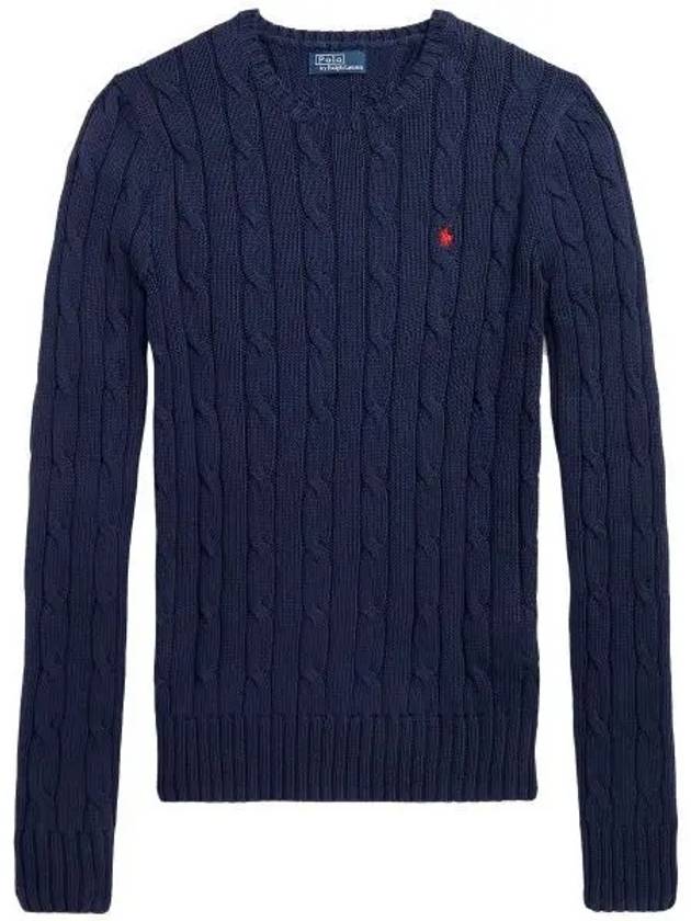 Embroidered Logo Pony Cable Knit Top Navy - POLO RALPH LAUREN - BALAAN 2